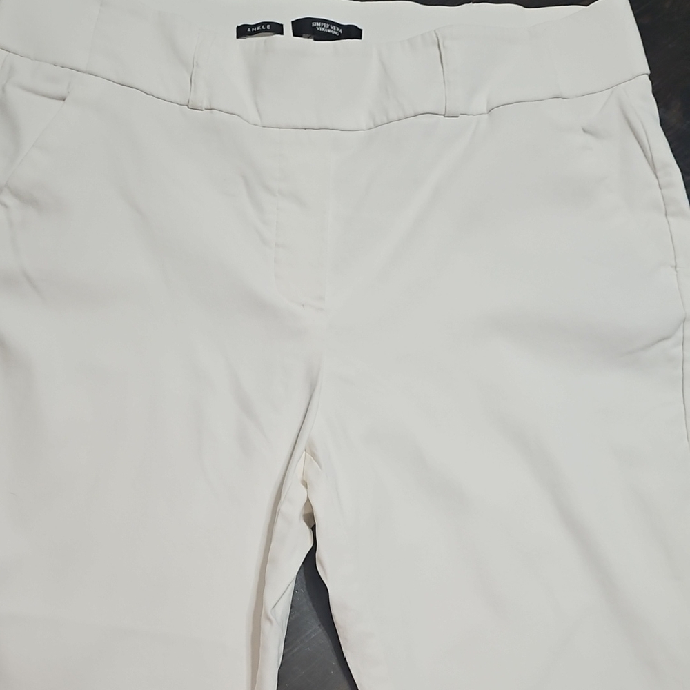 Simply Vera, Ankle Elegant White Women's Pants, Size L